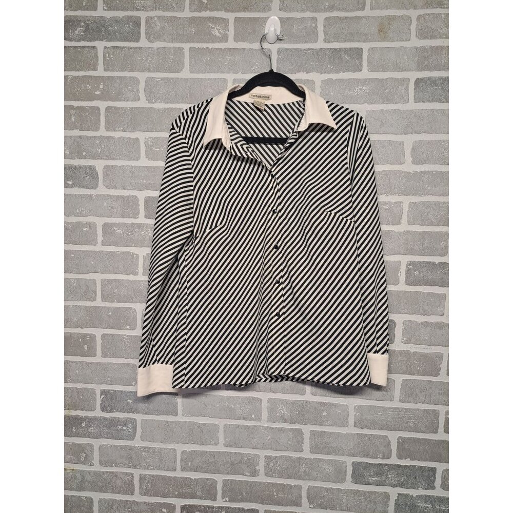 Notations 90s‎ Striped Button Down,Long Sleeve Classic  Women Blouse Size Medium